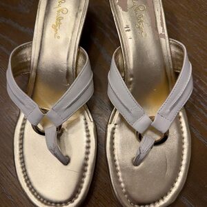 Lilly Pulitzer Gold and Cream Sandals